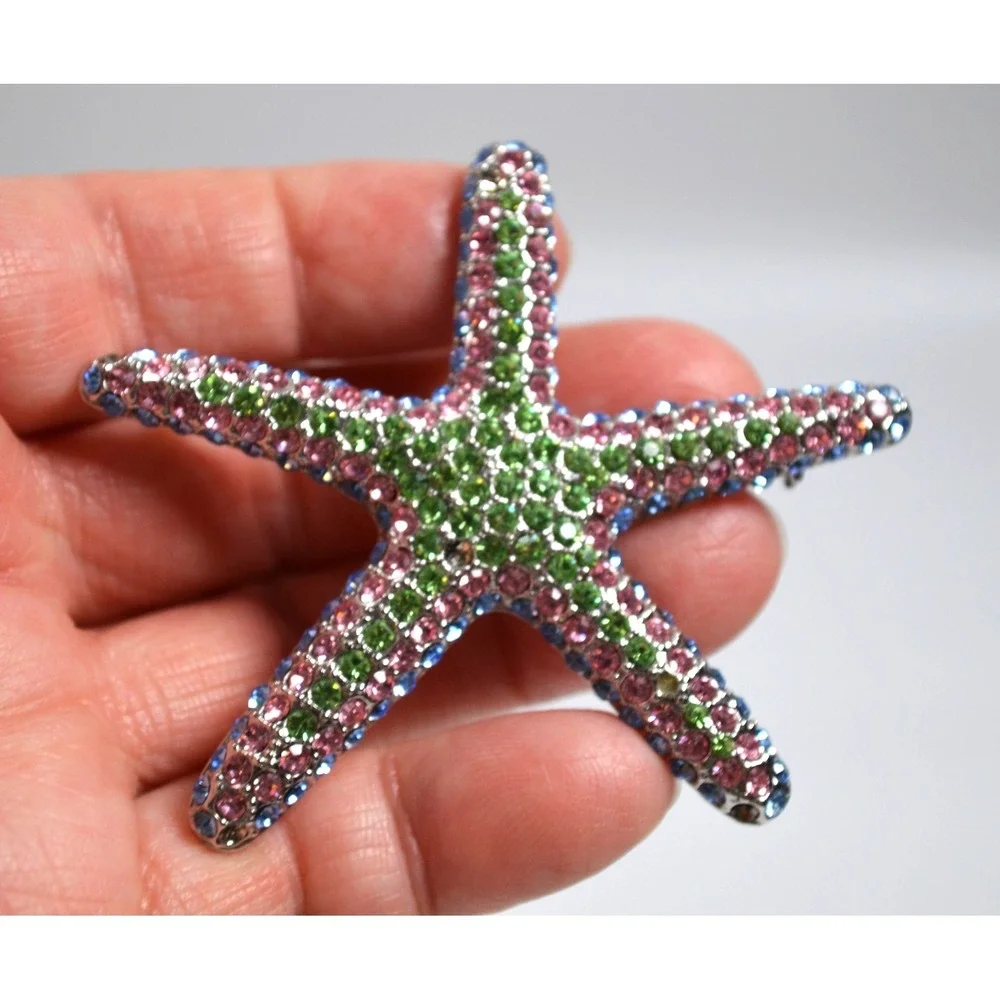 Vintage Silver Tone Starfish Brooch / Pin  2.5